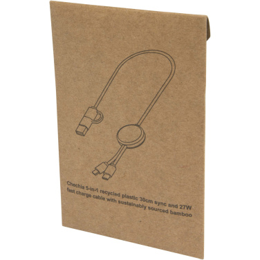 Логотрейд pекламные cувениры картинка: Citala кабель 5-в-1 из переработанной пластмассы длиной 30 см для синхронизации данных и быстрой зарядки мощностью 27 Вт